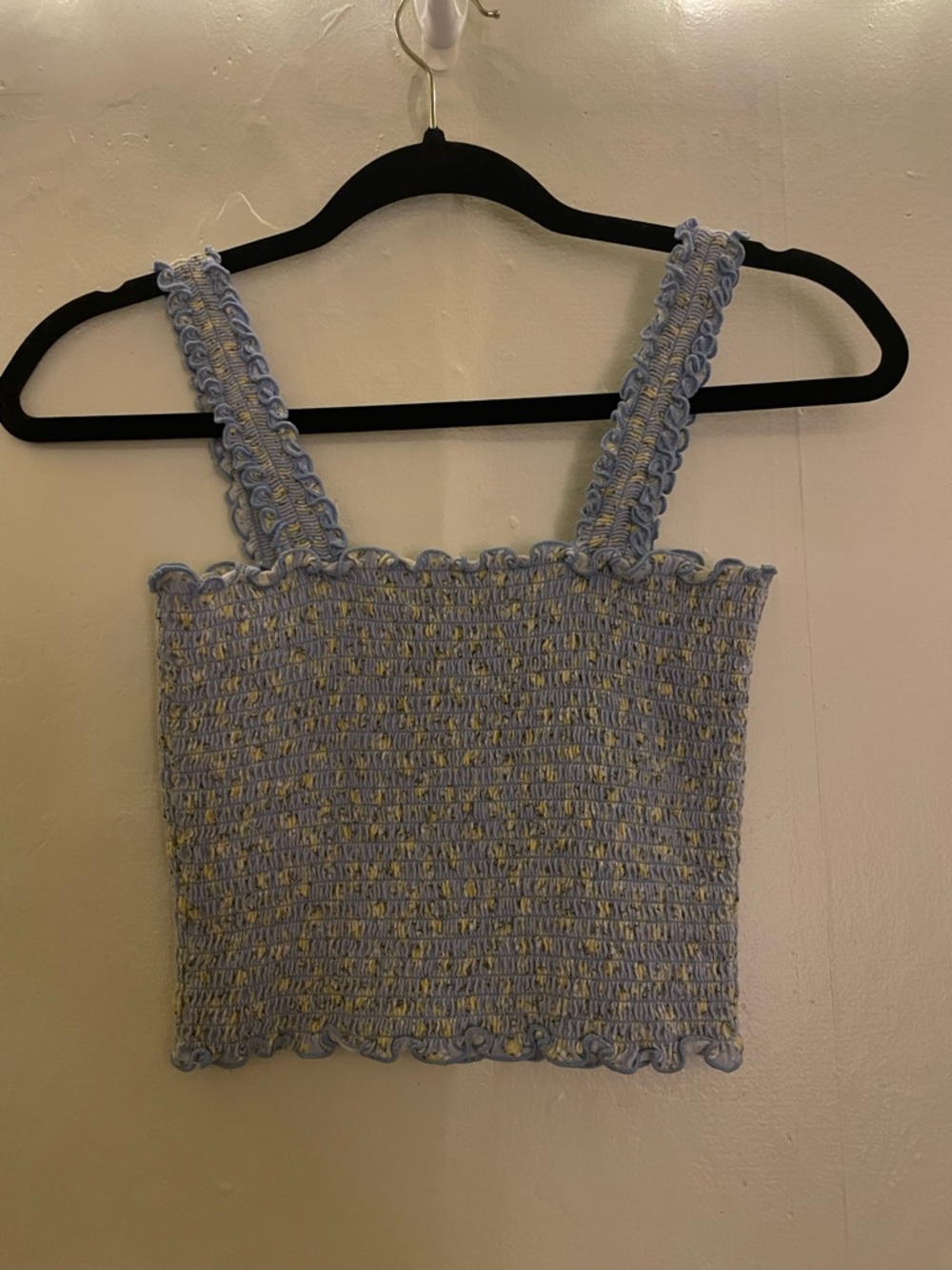 Arizona Jean Company Light Blue Smocked Tank with Yellow Floral Detail Cotton - Picture 12 of 13
